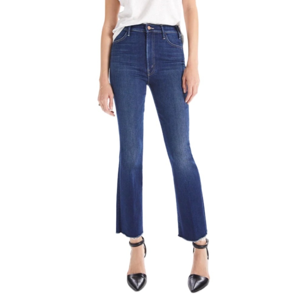 MOTHER The Hustler Ankle Fray in Home Movies Medium Blue Wash Size 28